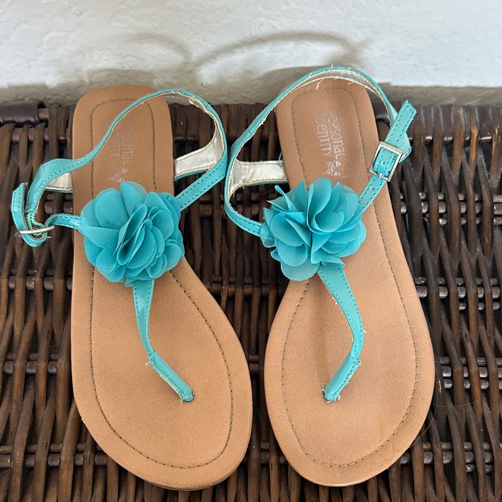 Personal Identity - Turquoise T-Strap Sandals